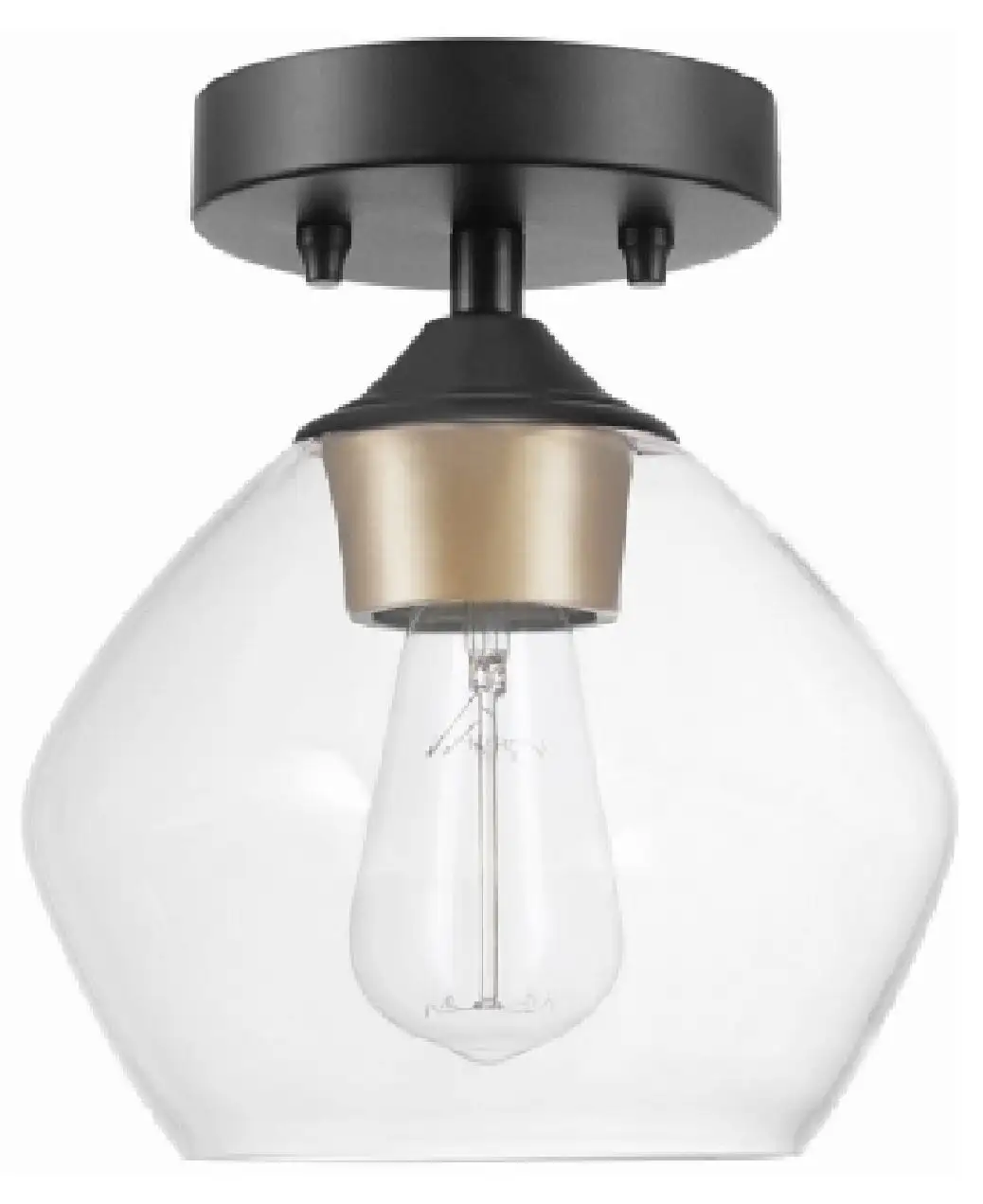 Globe Electric 60333 Harrow Matte Black 1-Light Semi-Flush Mount Ceiling Light