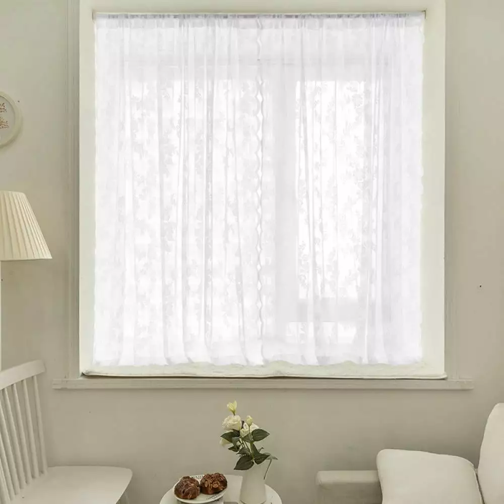 1 Panel Sheer White French Door Curtains Glass Windows QRxue