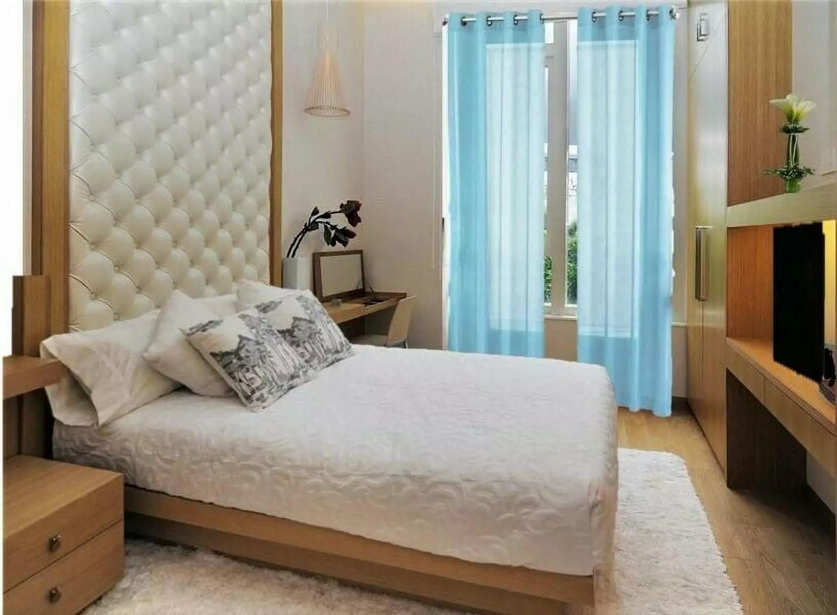 2 Panel Semi Sheer Voile Window Treatment Curtain 8 Grommets 55x84 Light Blue Ruby Drapes SAMIMPORT-2011