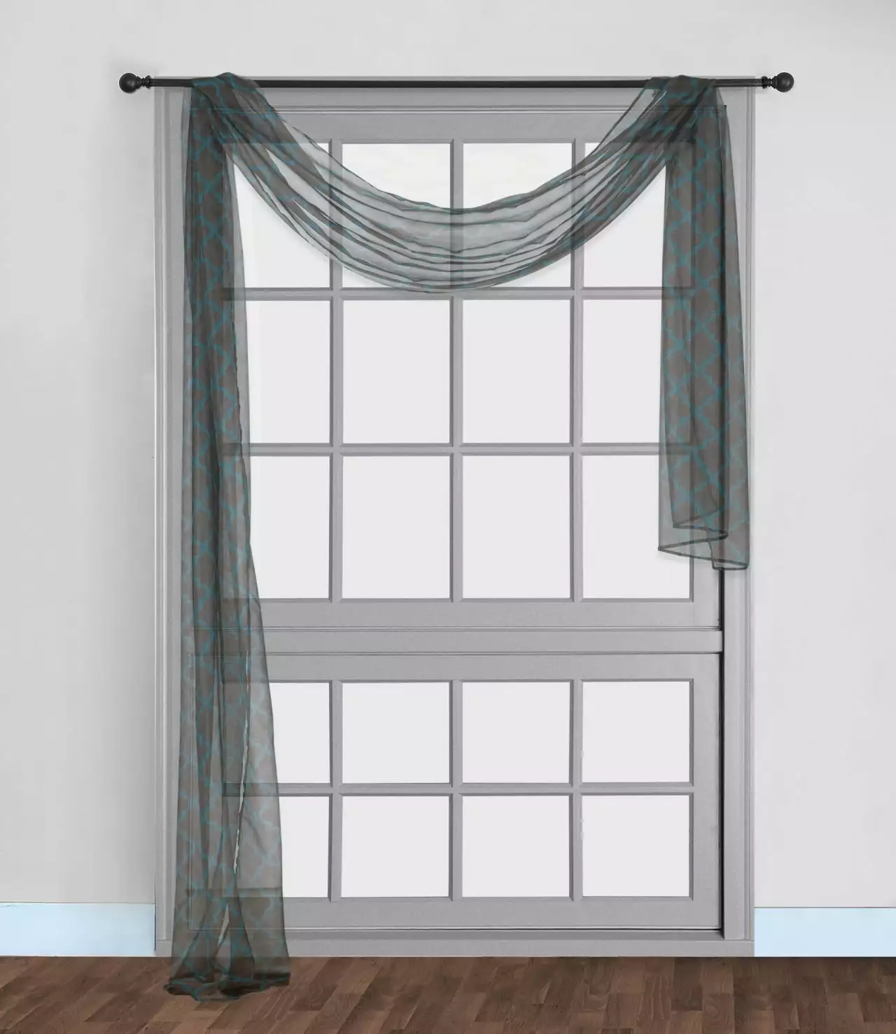 1PC Solid Brown Teal Scarf Hotel Elegant Window Sheer Valance Swag Topper 37x216 SAMIMPORT-2011
