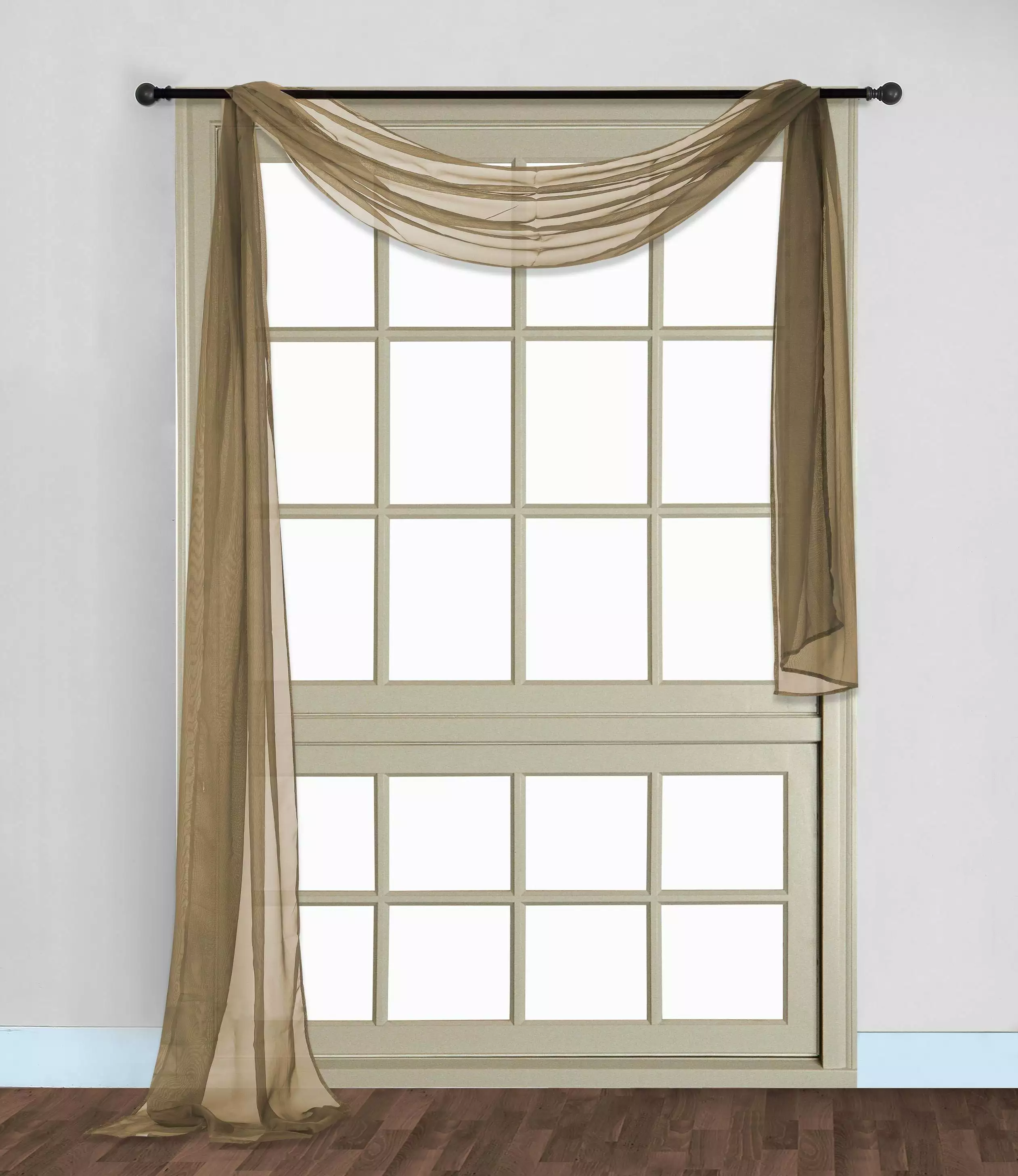 1PC Voile Sheer Scarf Window Valance Taupe Elegant Swag Topper 37 Wide x 216 Long SAMIMPORT-2011
