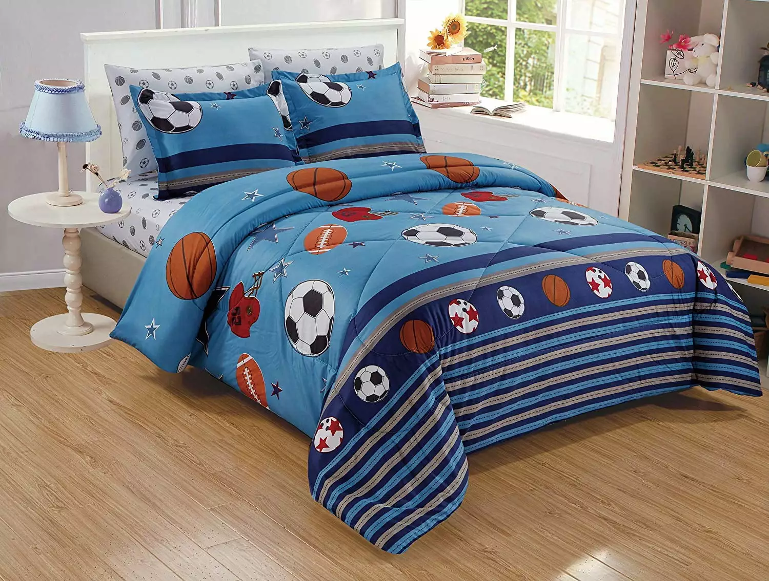 Chezmoi Sports 4 Piece Twin Bedding Set Fitted Sheet Pillowcase and Sham N/C
