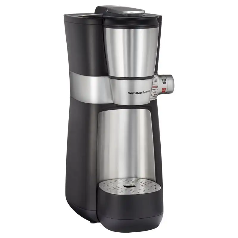 Hamilton Beach 16 oz Black and Silver Cold Brew and Hot Coffee Maker Single Serve