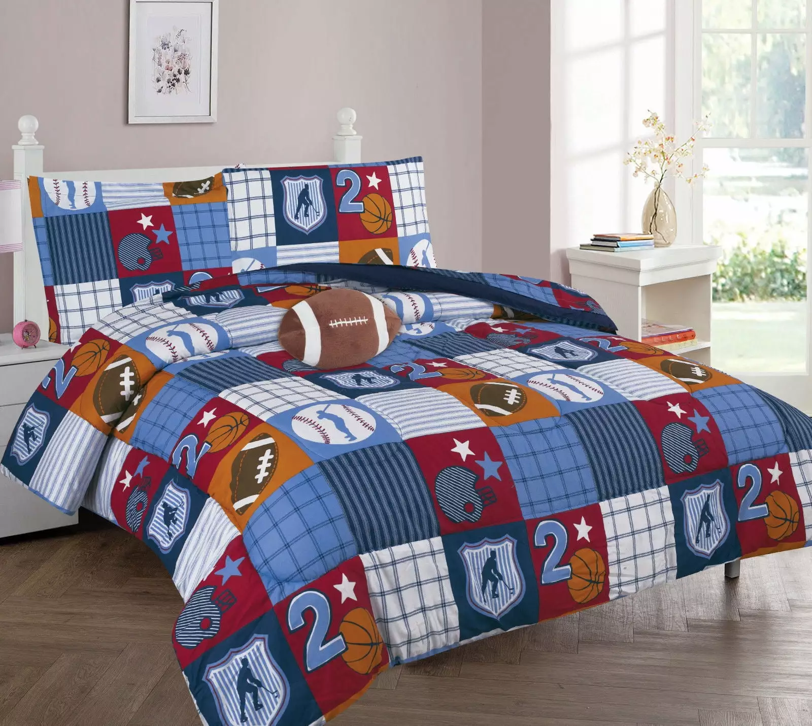 Easeer Set Matching Fitted Sheet and Pillow Sham Full Size Patchwork Sport Bed Bag SAMIMPORT-2011