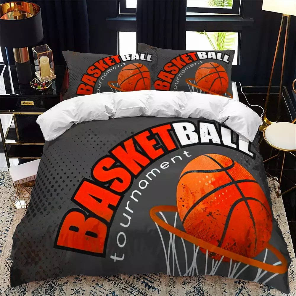 3D Print Sports Binquireetball Bedding Set Soft Microfiber Duvet Cover Game Theme Decor ZJEOQOQ