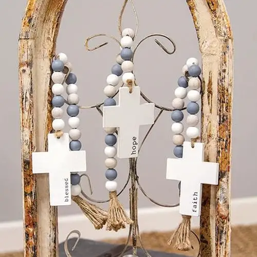 Large Beaded Tassel Wood Bohemian Wall Hanging Home Decor CWI