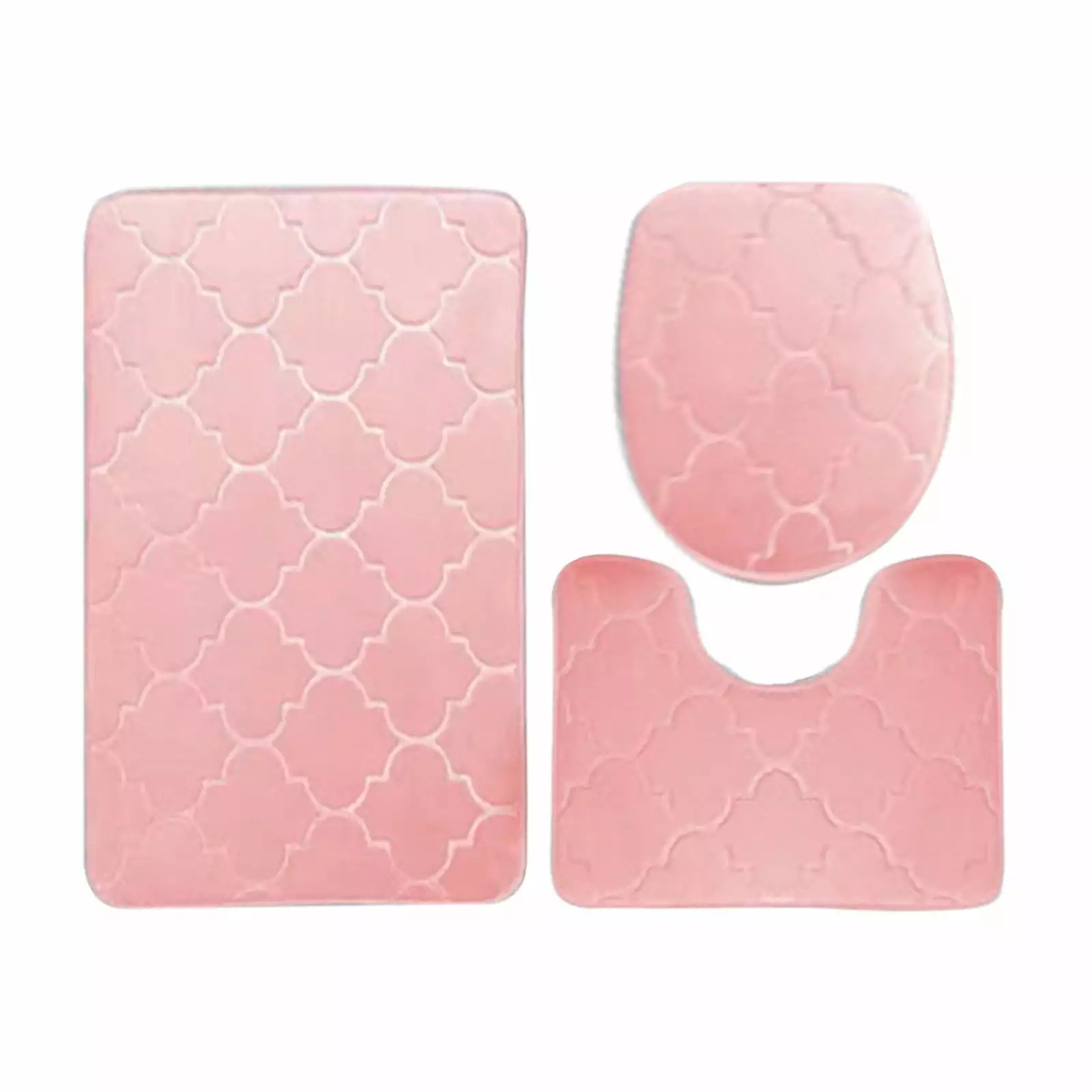 Bathroom Toilet Cover Absorbent Printed Floor Mats 3 Piece Set CofeeMO