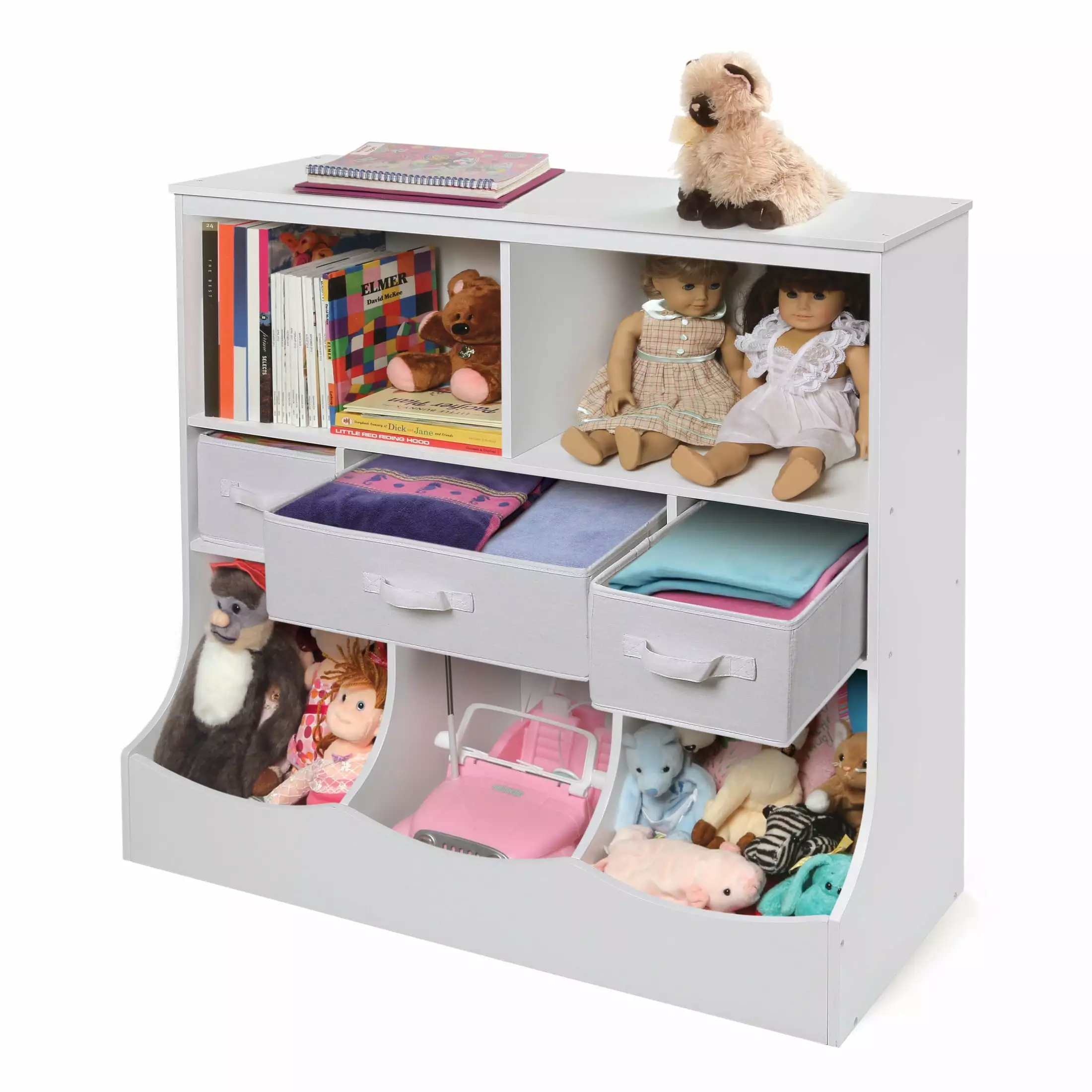 Badger Bin Combo Wood Toy Storage Organizer Three Bins 8.6 Cu ft White Badger Basket