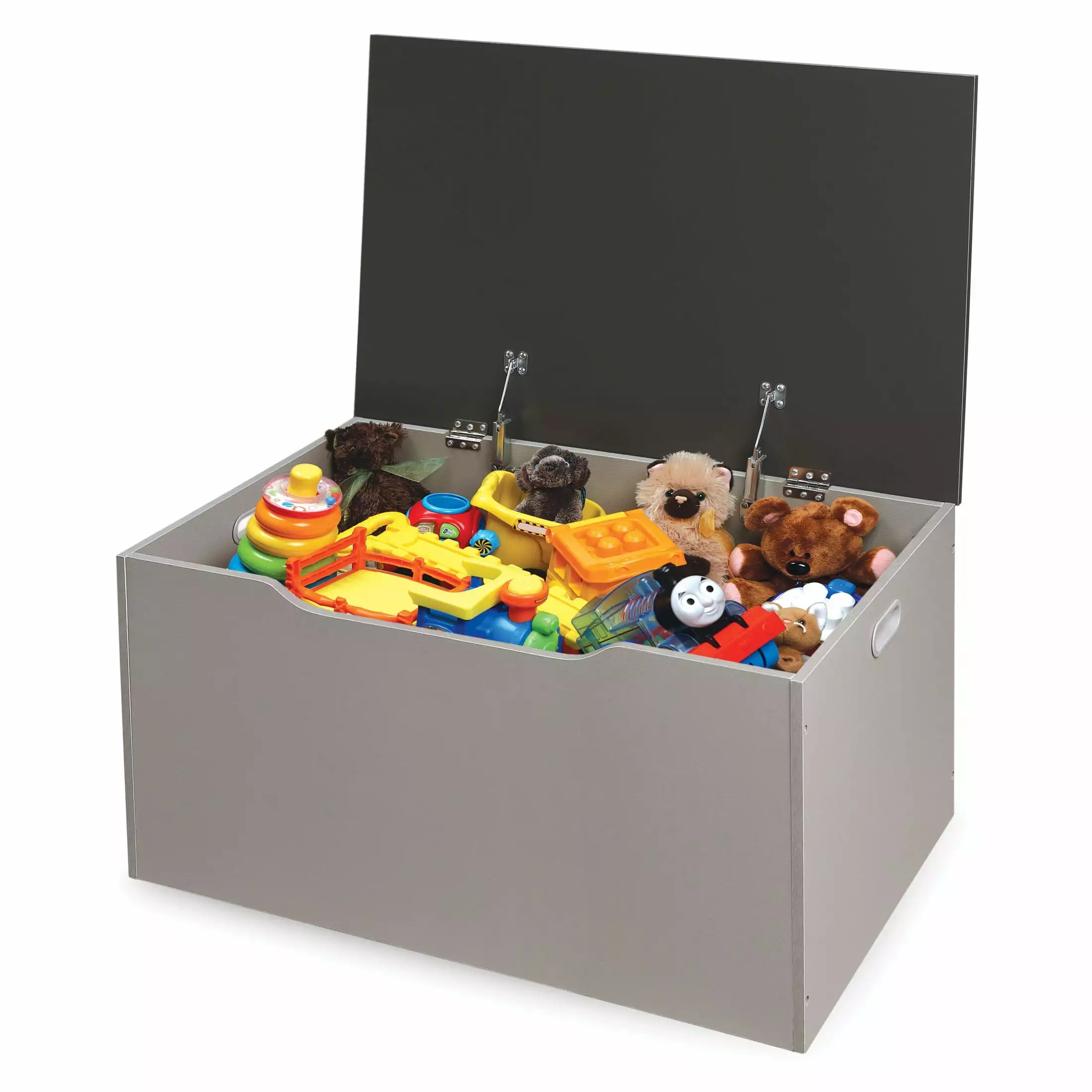 Badger Basket Kid's Wooden Flat Bench Top Toy and Storage Box 4.5 Cu ft Woodgrain Gray