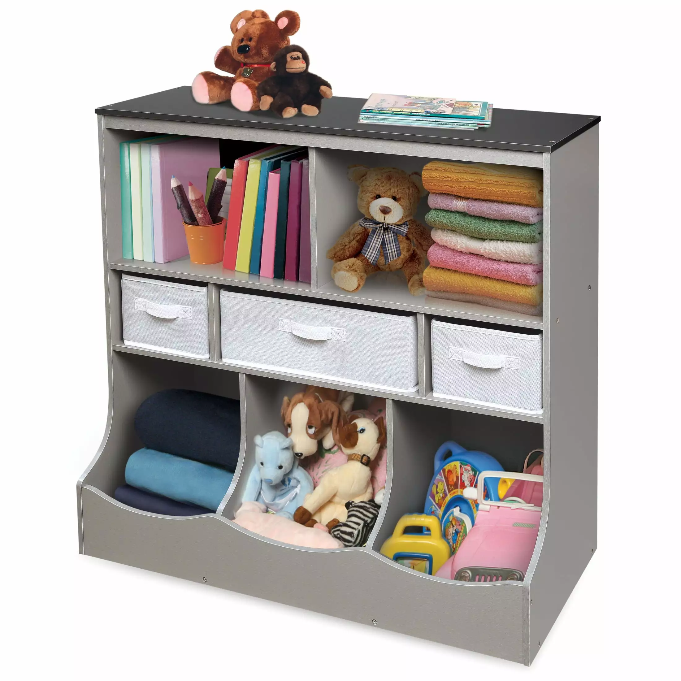 Badger Binquireet Combo Bin Wood Toy Storage Arranger Three Binquireets 8.6 Cu ft. Gray Badger Basket
