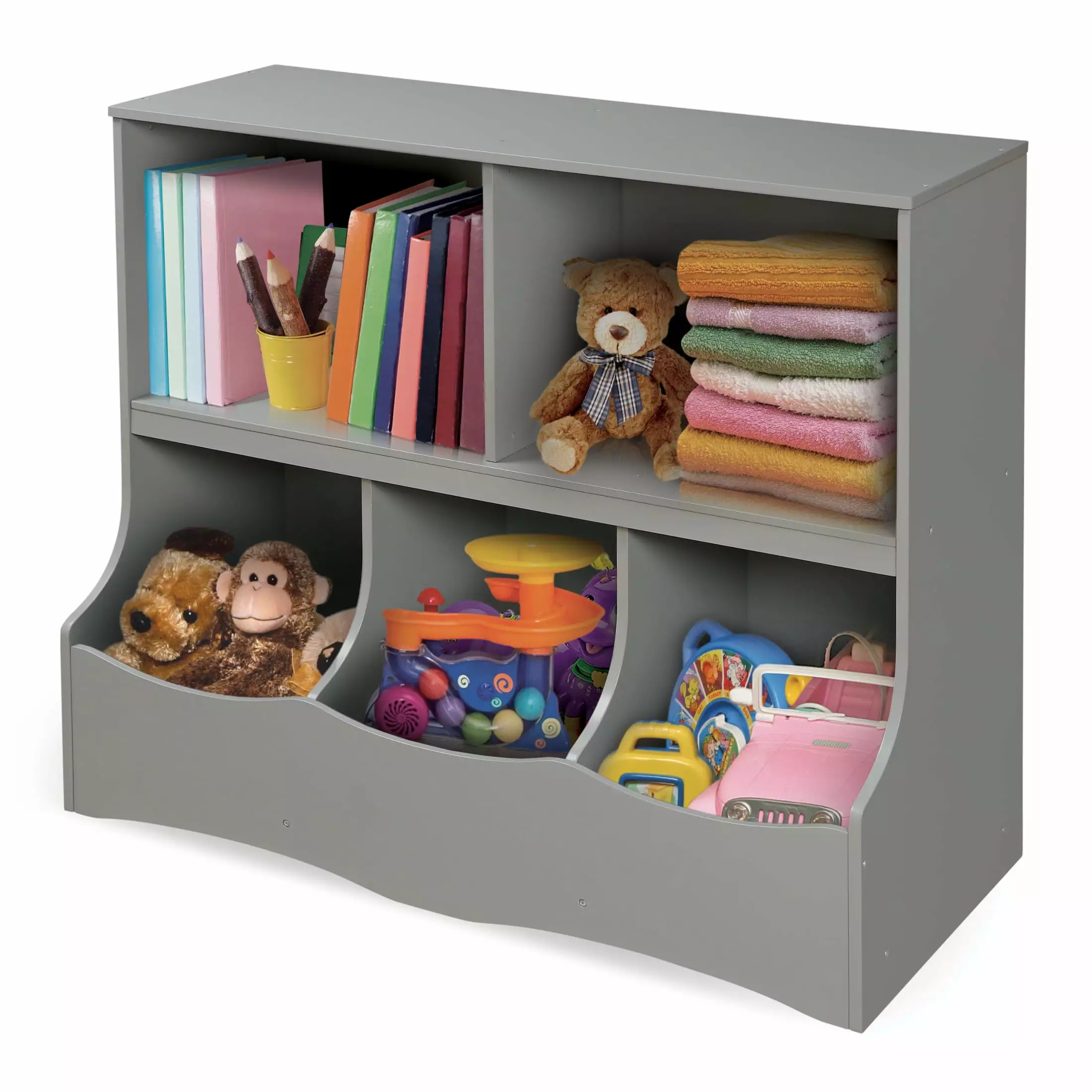 Badger Binquireet Kid's Multi-Bin Wood Toy Storage Organizing Cubby 6.4 Cu ft. Gray Badger Basket