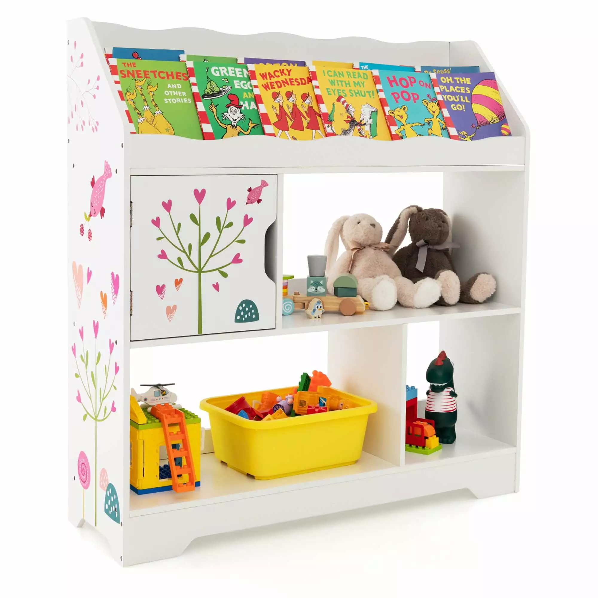 Costway Toy Storage Arranger 3--1 Kids Toy Shelf Book Shelf Storage Cabinet White