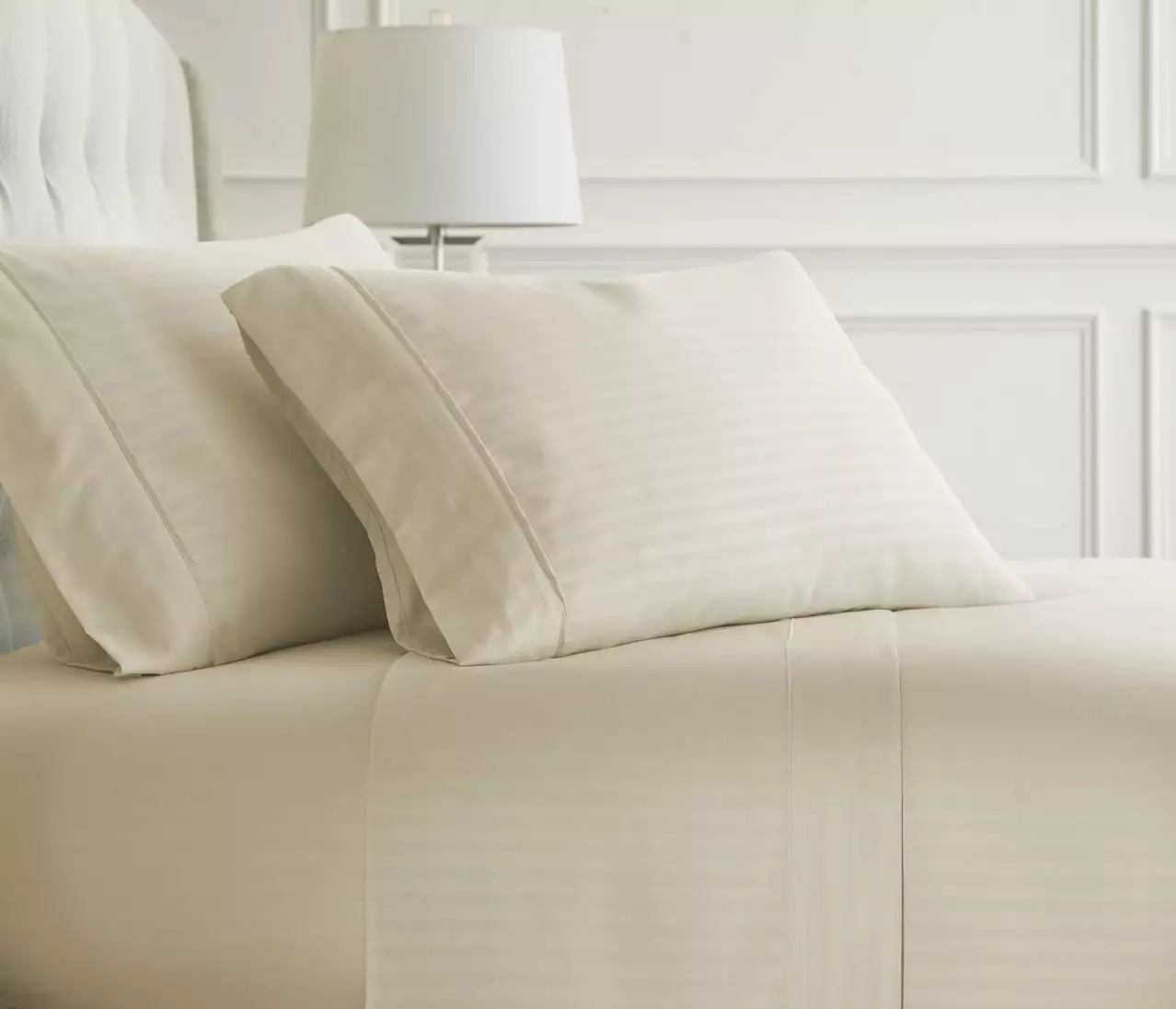 Merit Linens Luxury Soft Deep Pocket 3 Piece Dobby Stripe Bed Sheet Set - Twin Cream Soft Essentials