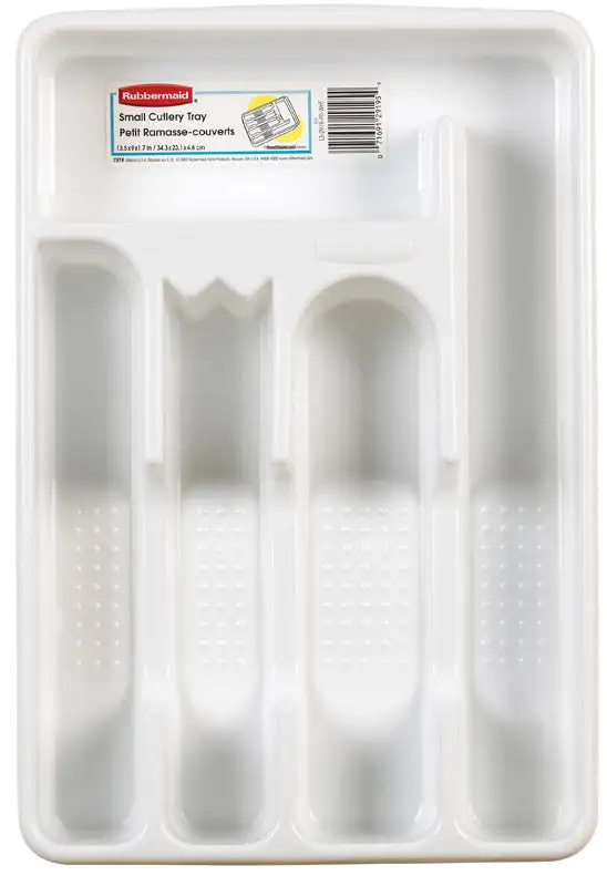 Rubbermaid 1.75 x 9 x 13.5 Inch White Plastic Cutlery Tray Pack 6