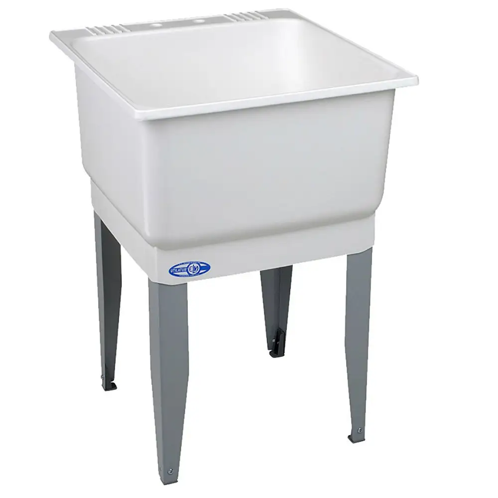 Mustee 14K Single Laundry Tub 23 x 25 White Durable Utility Sink