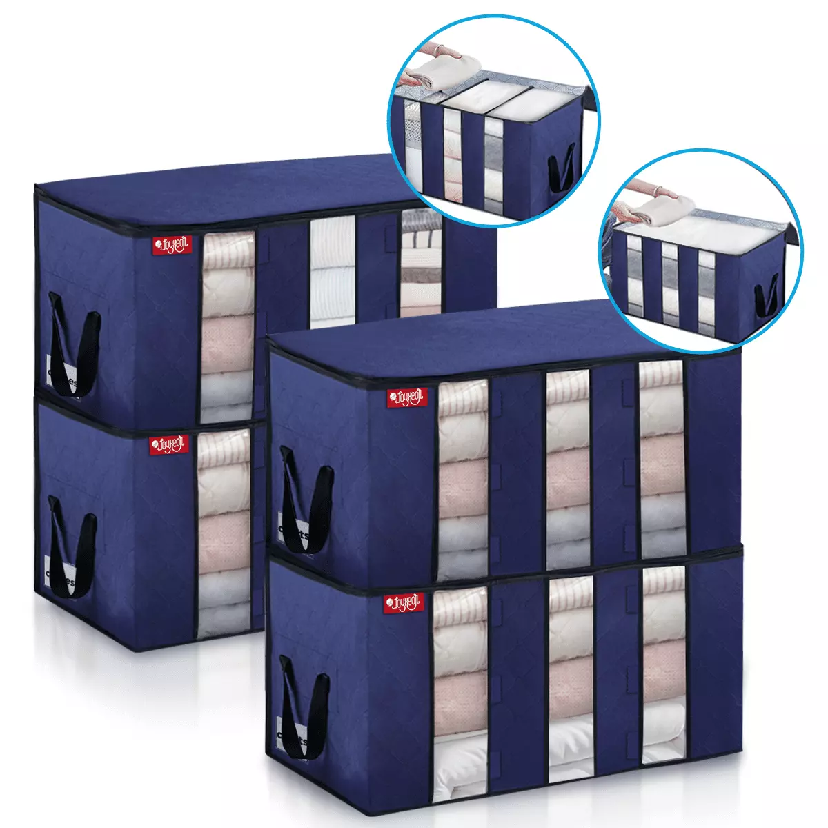 4 Pcs Large Capacity Storage Bags Clothes Blanket 3 Adjustable Sections JOYXEON