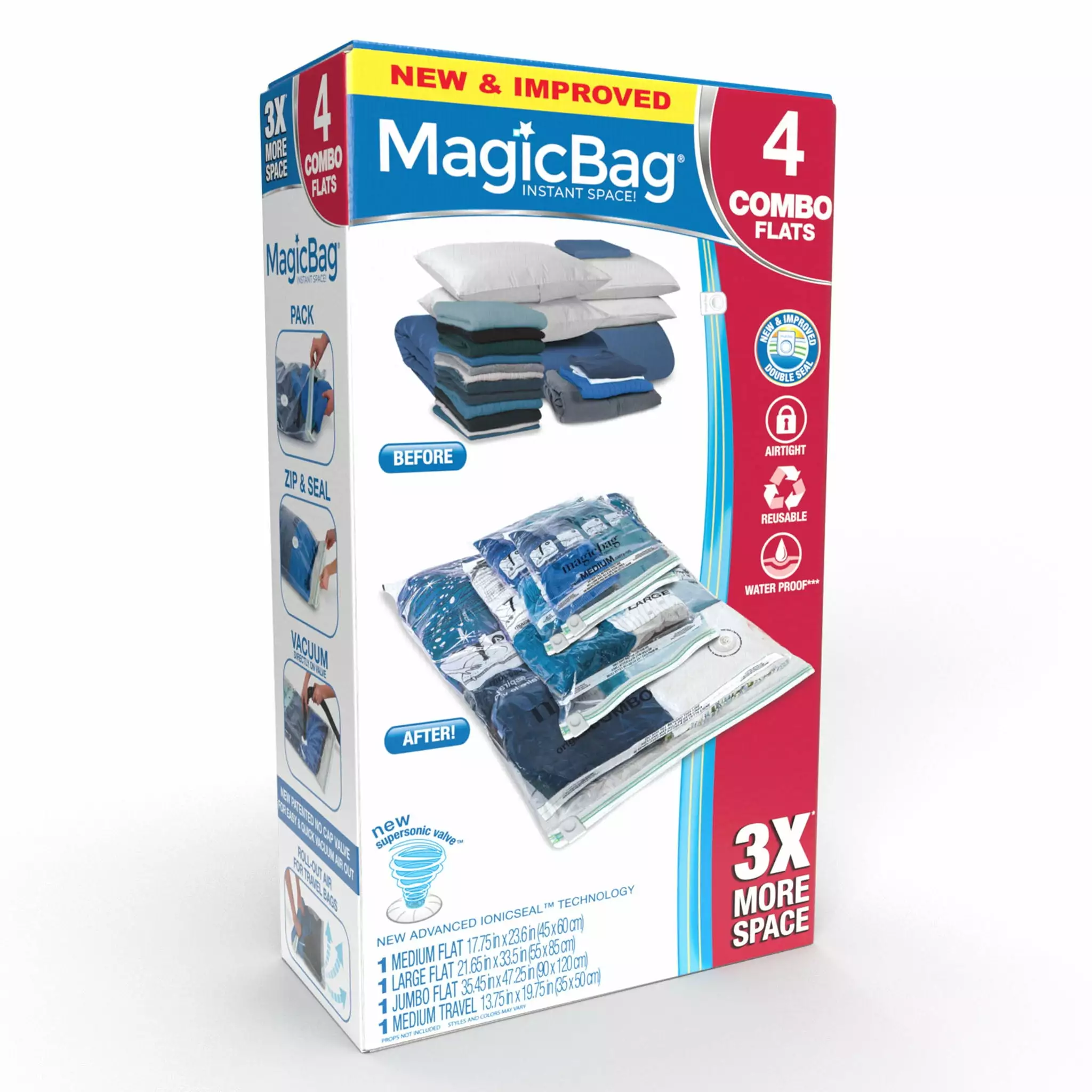 MagicBag Original 4-Pack Flat Instant Space Saver Storage Bags Double Zipper PROMART