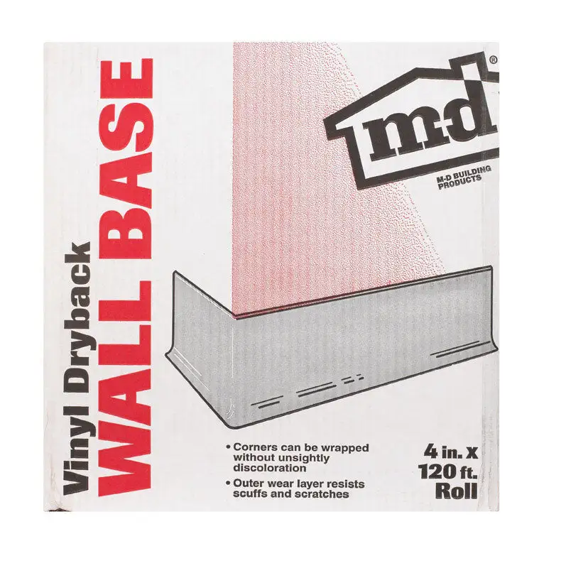 M-D Building Products 4 Inch H X 0.08 Inch W X 120 Ft L Dry Back Silver Gray Vinyl Wall Base