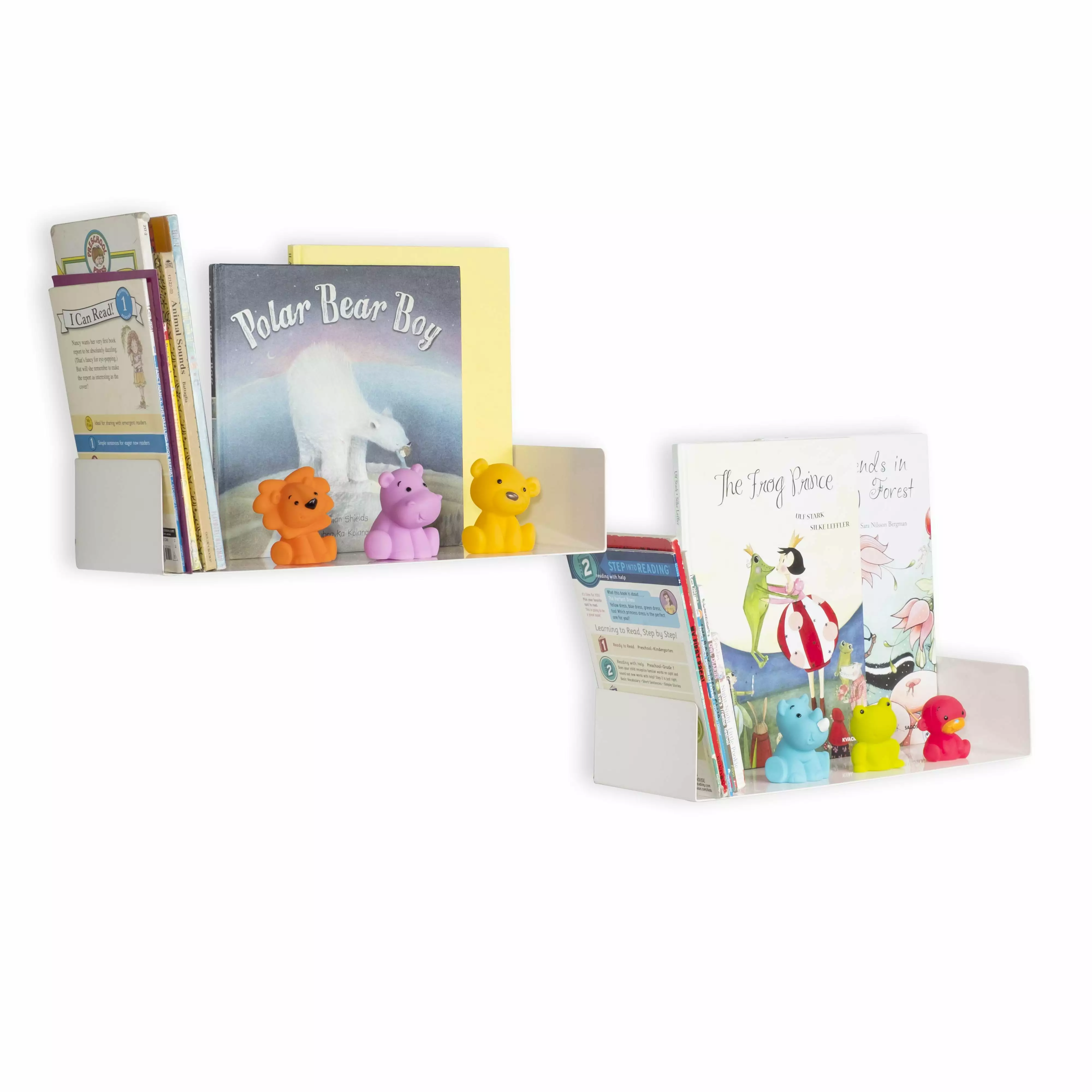 Wallniture Bali Wall Shelves Kids Room U Shaped Metal Floating Bookshelves Set 2