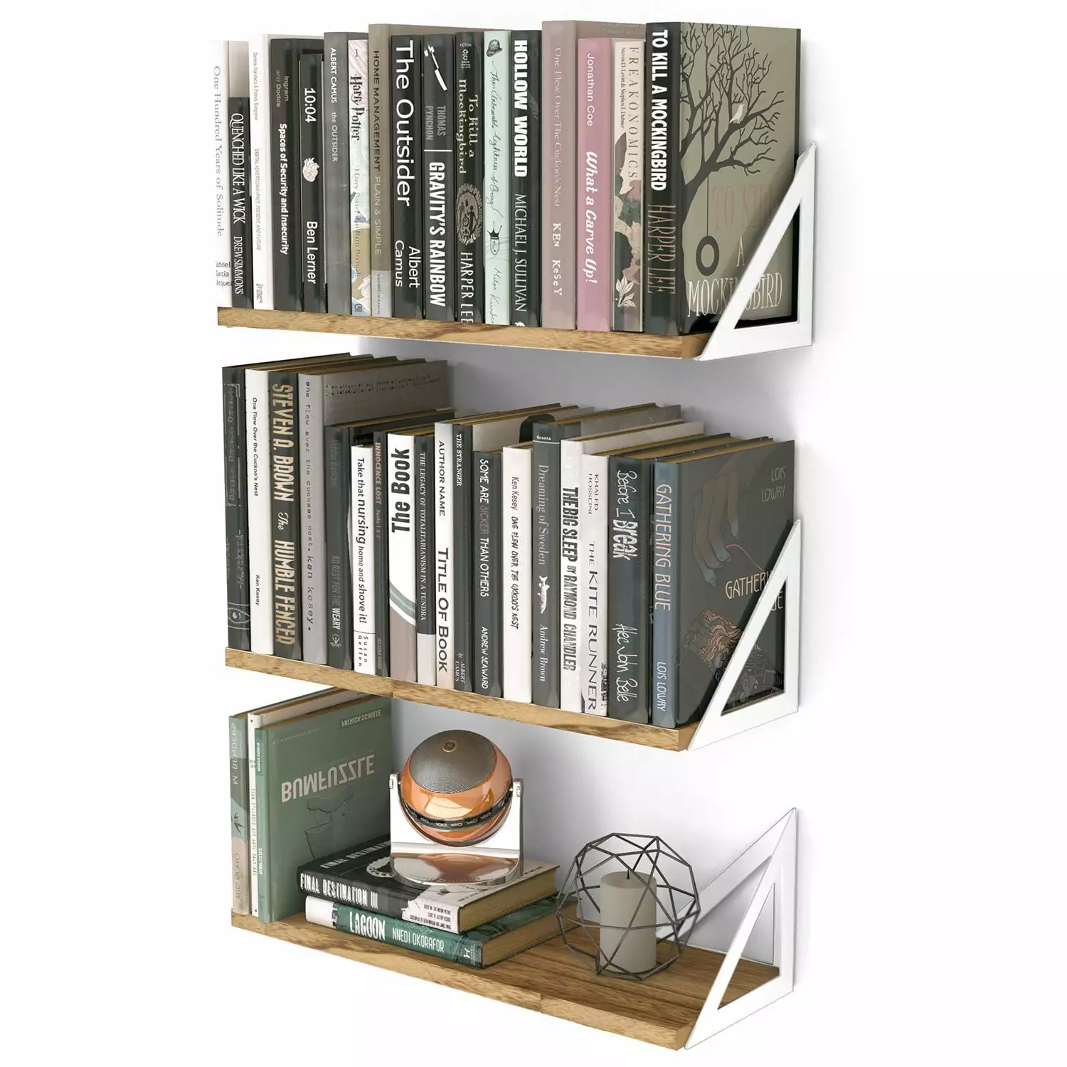 Wallniture Minori Wall Hanging Living Room Shelves Float Bookcases Set 3 Rustic Shelf Triangle Bracket